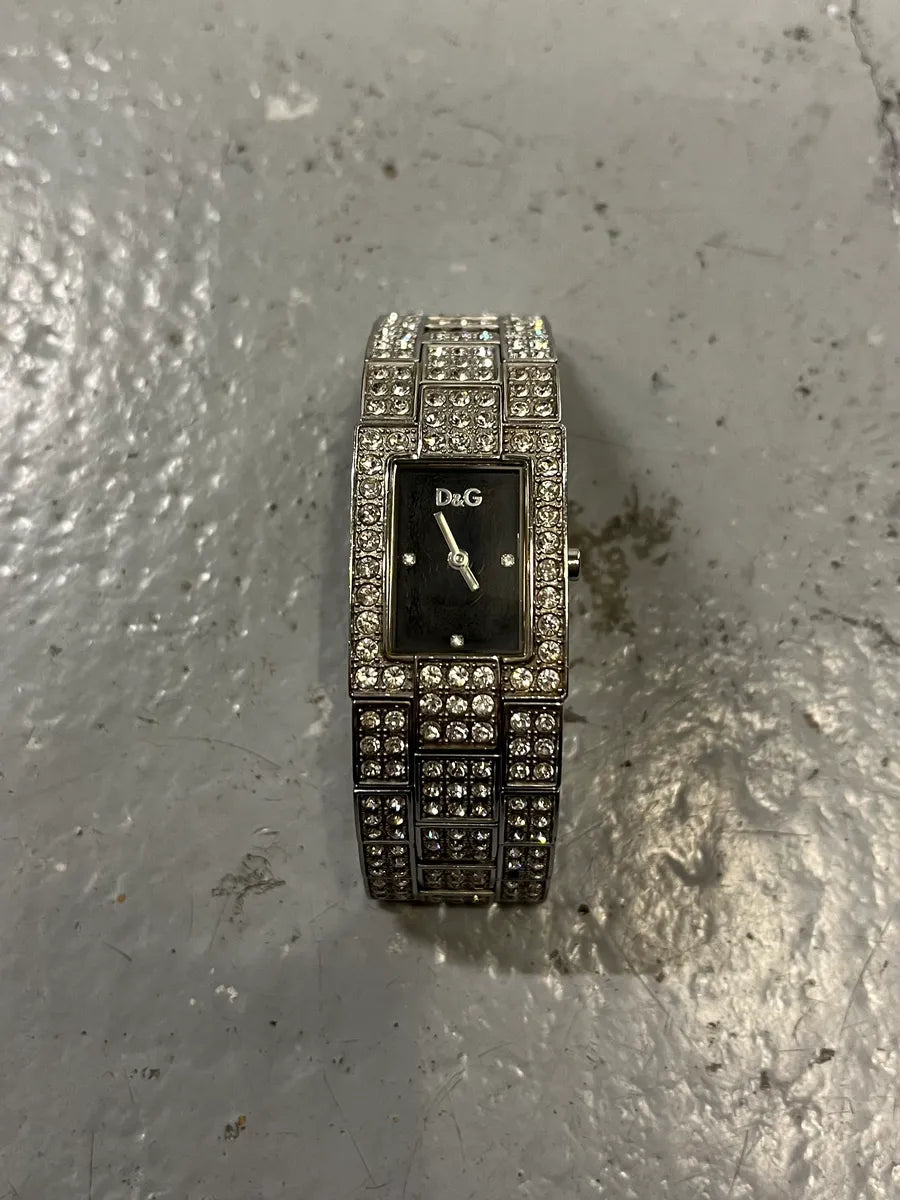 2000s Dolce & Gabbana Strass Grey Embellished Watch LVNSEjo 4
