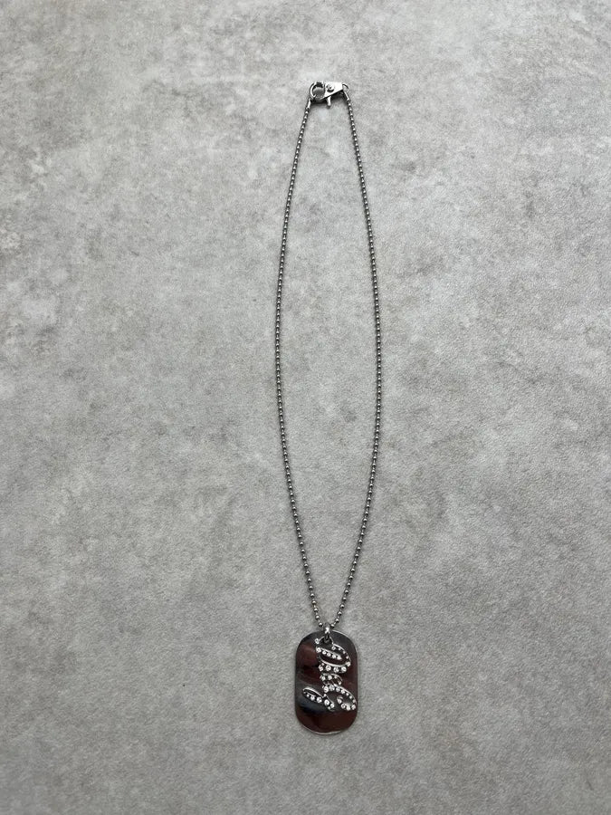 2000s Dolce & Gabbana Strass Logo Steel Necklace cThcDon 0