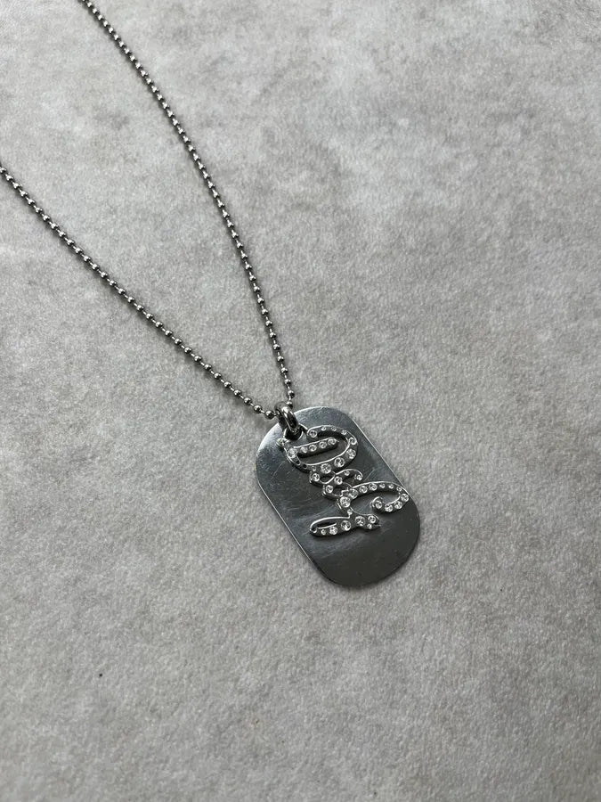 2000s Dolce & Gabbana Strass Logo Steel Necklace cThcDon 2