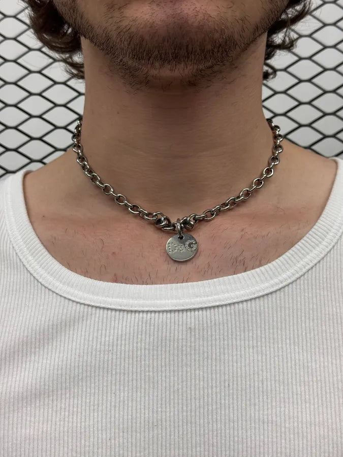 2000s Dolce & Gabbana Strass Tag Stainless Steel Necklace QLXpMhP 1