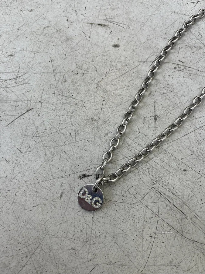 2000s Dolce & Gabbana Strass Tag Stainless Steel Necklace QLXpMhP 2