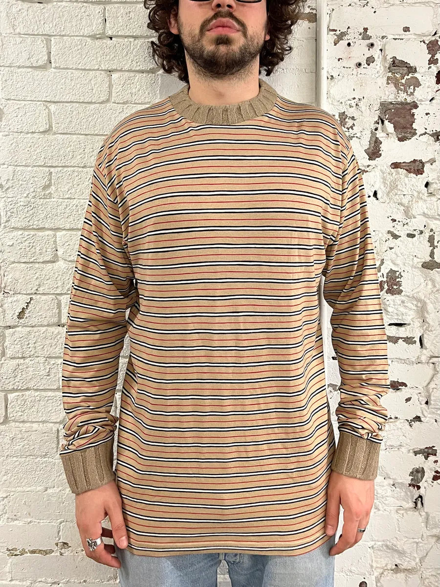 2000s Dolce & Gabbana Striped Beige Sweater TyBWdoU 1