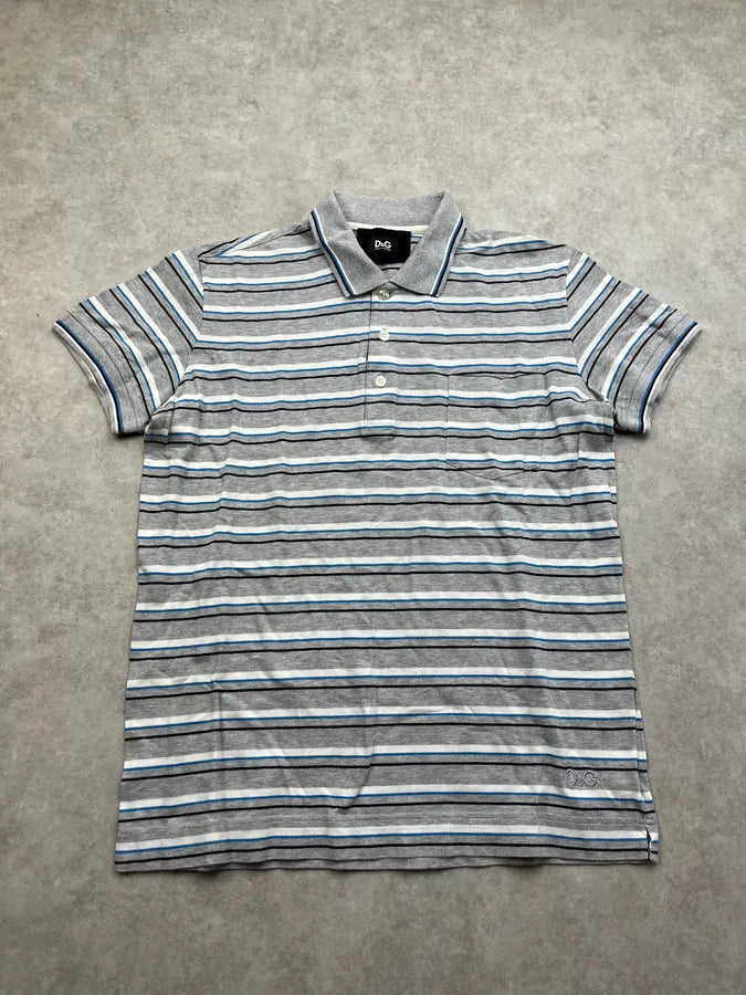 2000s Dolce & Gabbana Striped Grey Polo oLQpIam 2
