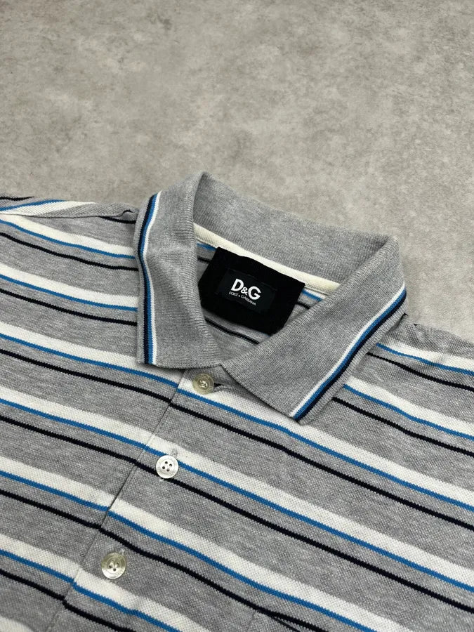 2000s Dolce & Gabbana Striped Grey Polo oLQpIam 4