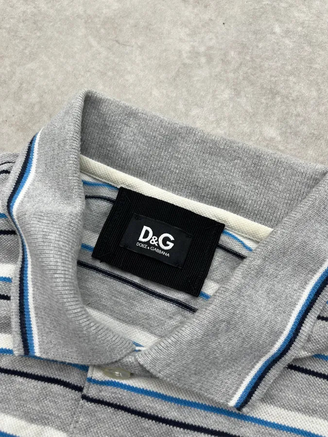 2000s Dolce & Gabbana Striped Grey Polo oLQpIam 7