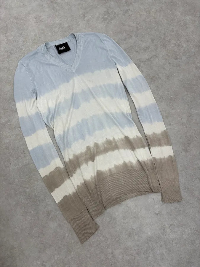 2000s Dolce & Gabbana Striped V Neck Silk Sweater ZPNHnIy 3