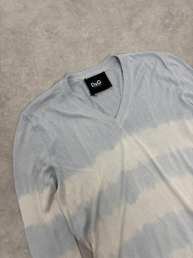 2000s Dolce & Gabbana Striped V Neck Silk Sweater ZPNHnIy 4