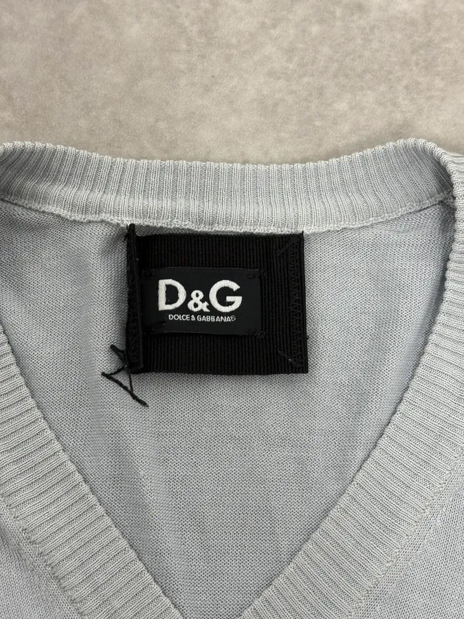 2000s Dolce & Gabbana Striped V Neck Silk Sweater ZPNHnIy 7