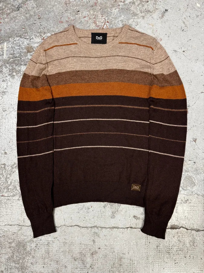2000s Dolce & Gabbana Stripes Orange Brown Sweater gNJKZtX 0