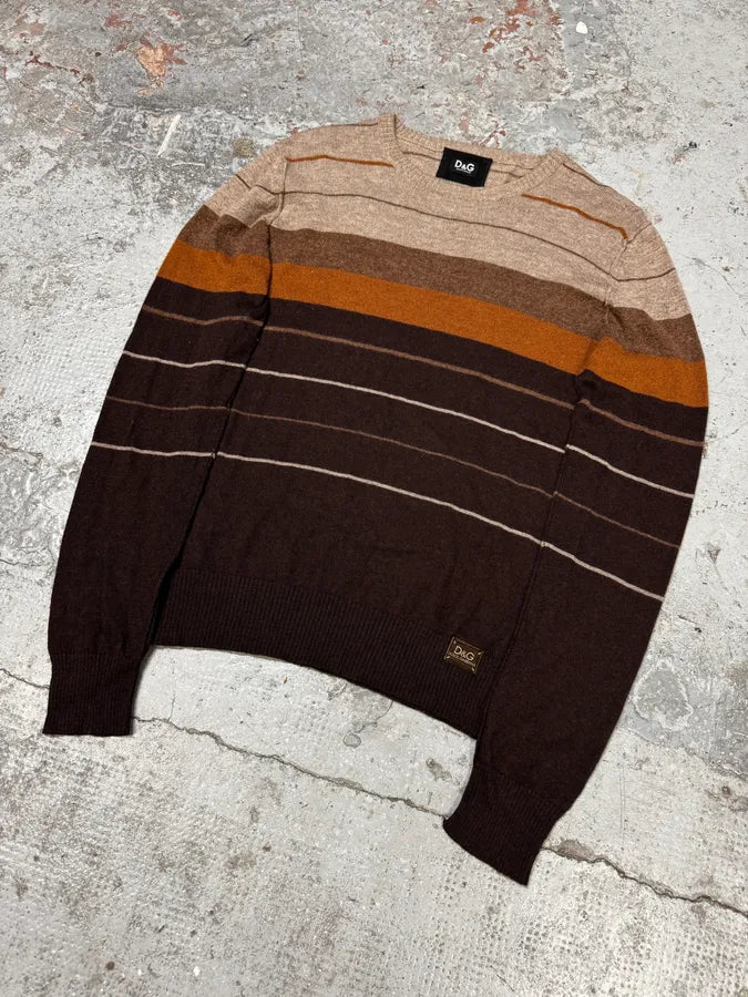 2000s Dolce & Gabbana Stripes Orange Brown Sweater gNJKZtX 4