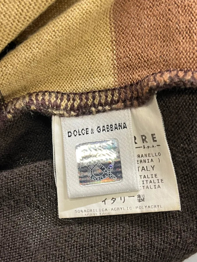 2000s Dolce & Gabbana Stripes V-Neck Brown Sweater RcsCGVK 7