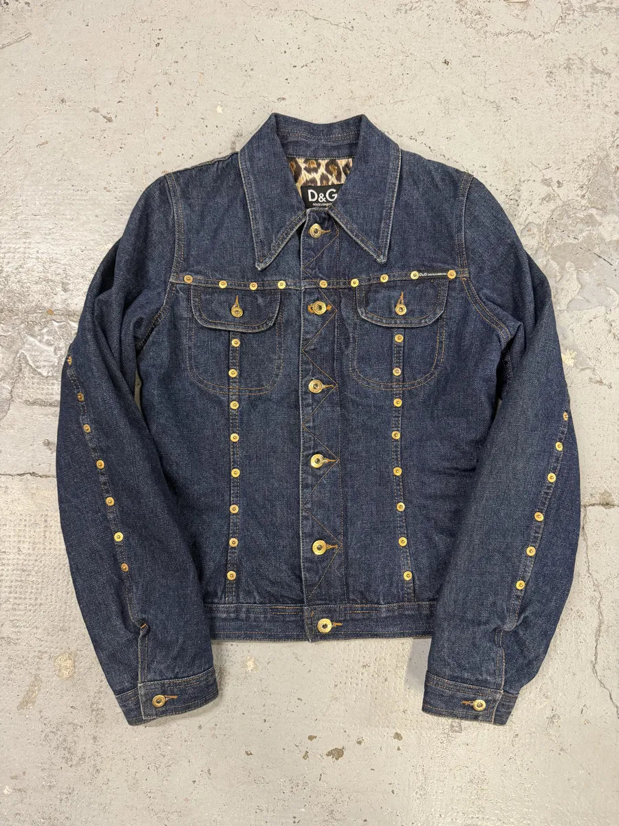 2000s Dolce & Gabbana Studded Blue Denim Jacket ENvPqnn 0