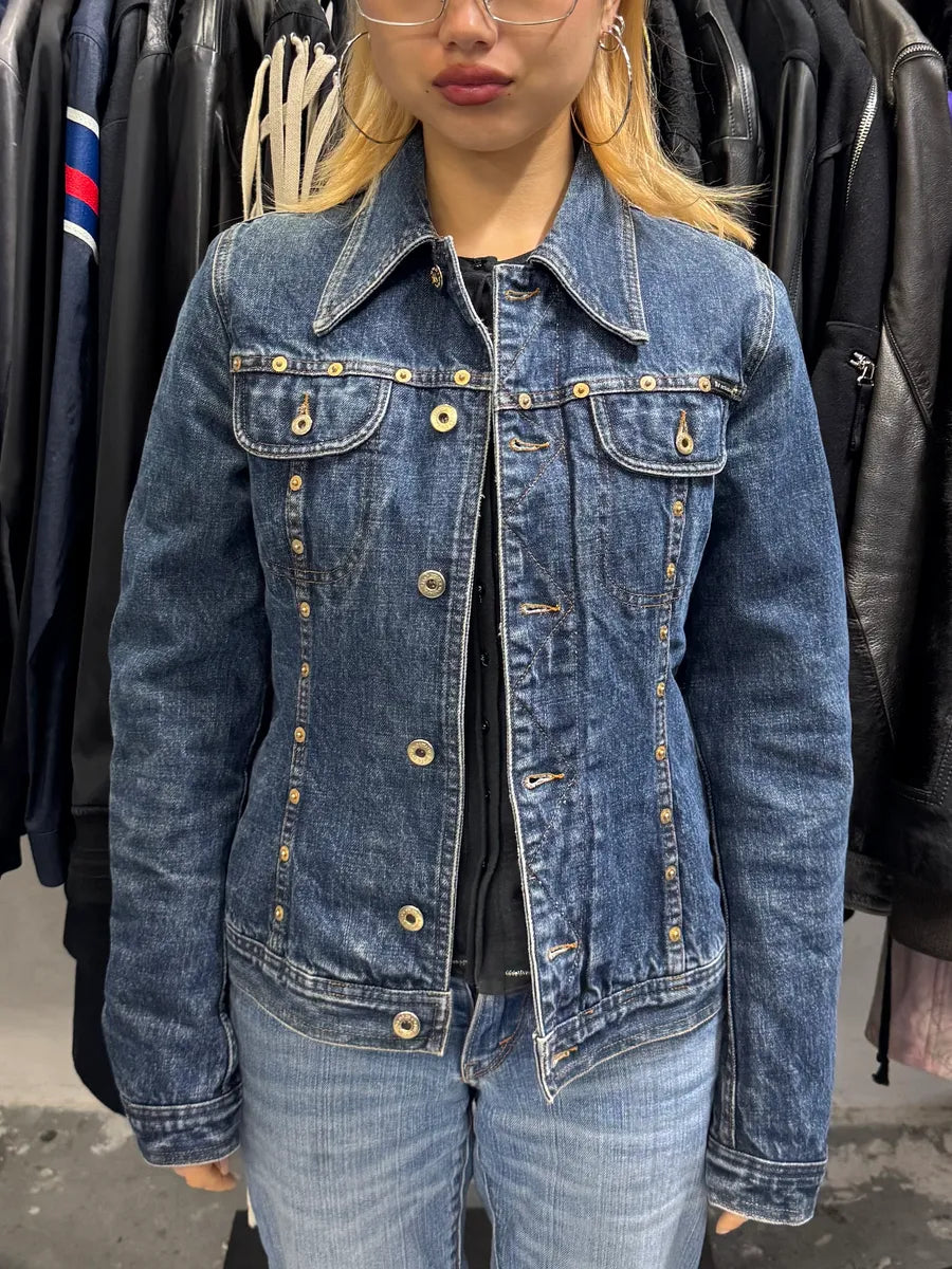 2000s Dolce & Gabbana Studded Blue Denim Jacket QcgphSO 0