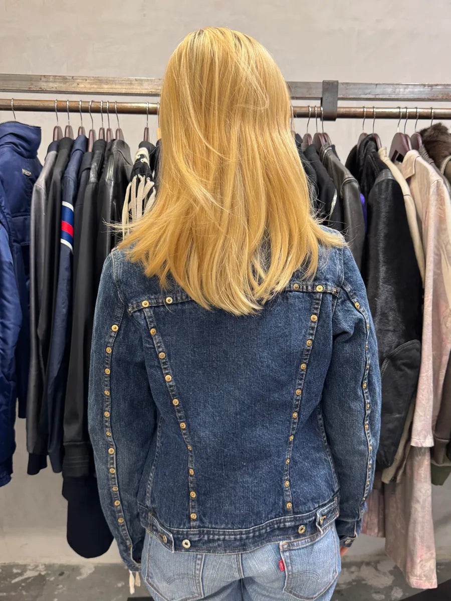 2000s Dolce & Gabbana Studded Blue Denim Jacket QcgphSO 1