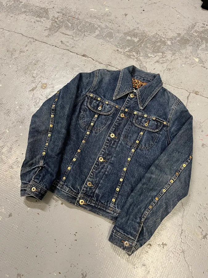 2000s Dolce & Gabbana Studded Blue Denim Jacket QcgphSO 3