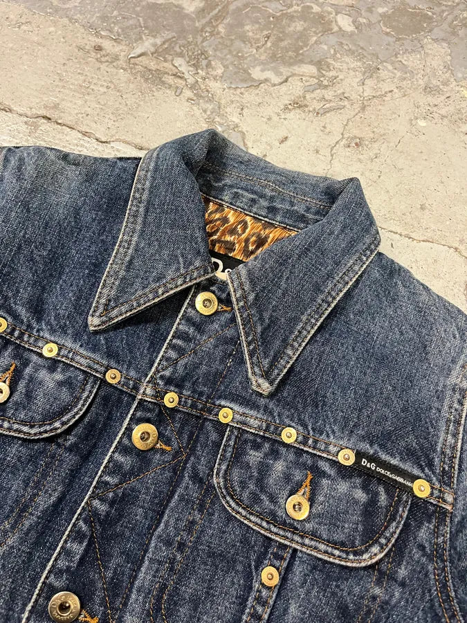 2000s Dolce & Gabbana Studded Blue Denim Jacket QcgphSO 5