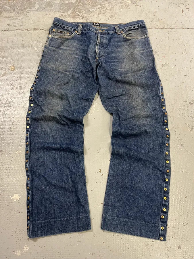 2000s Dolce & Gabbana Studded Blue Denim Jeans yomaJFn 0