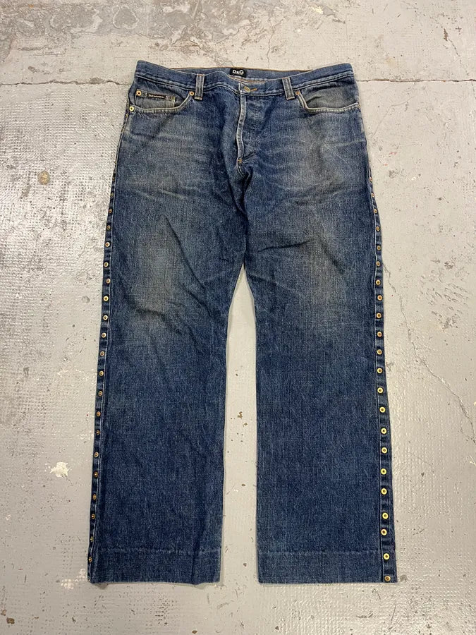 2000s Dolce & Gabbana Studded Blue Denim Jeans yomaJFn 4