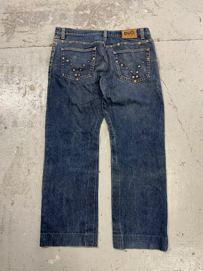 2000s Dolce & Gabbana Studded Blue Denim Jeans yomaJFn 7