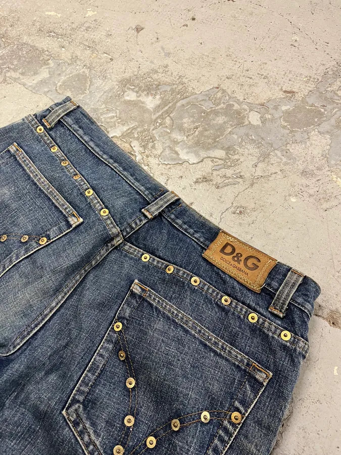2000s Dolce & Gabbana Studded Blue Denim Jeans yomaJFn 8