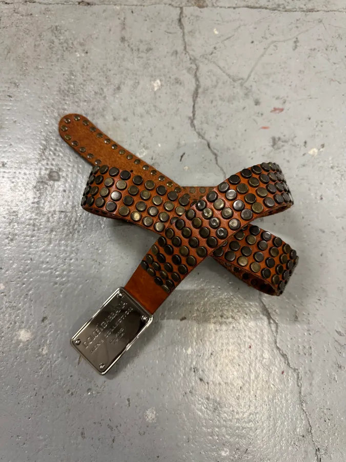 2000s Dolce & Gabbana Studded Brown Leather Belt cmbJhBz 1
