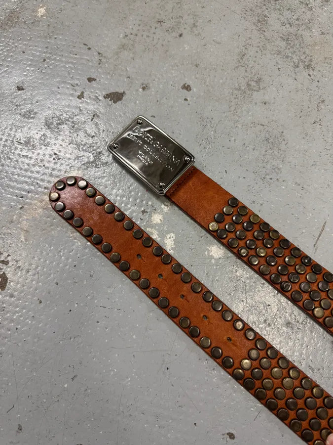 2000s Dolce & Gabbana Studded Brown Leather Belt cmbJhBz 3