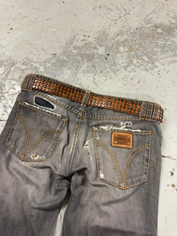 2000s Dolce & Gabbana Studded Brown Leather Belt cmbJhBz 5