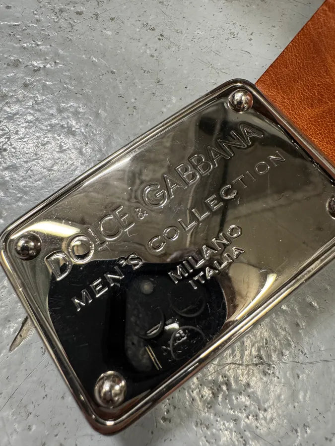 2000s Dolce & Gabbana Studded Brown Leather Belt cmbJhBz 6