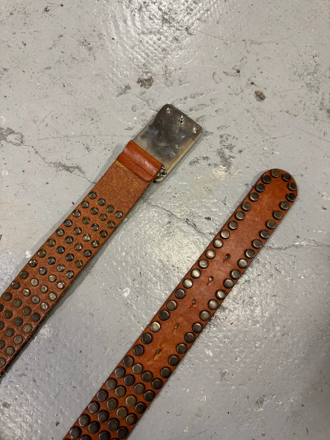 2000s Dolce & Gabbana Studded Brown Leather Belt cmbJhBz 7