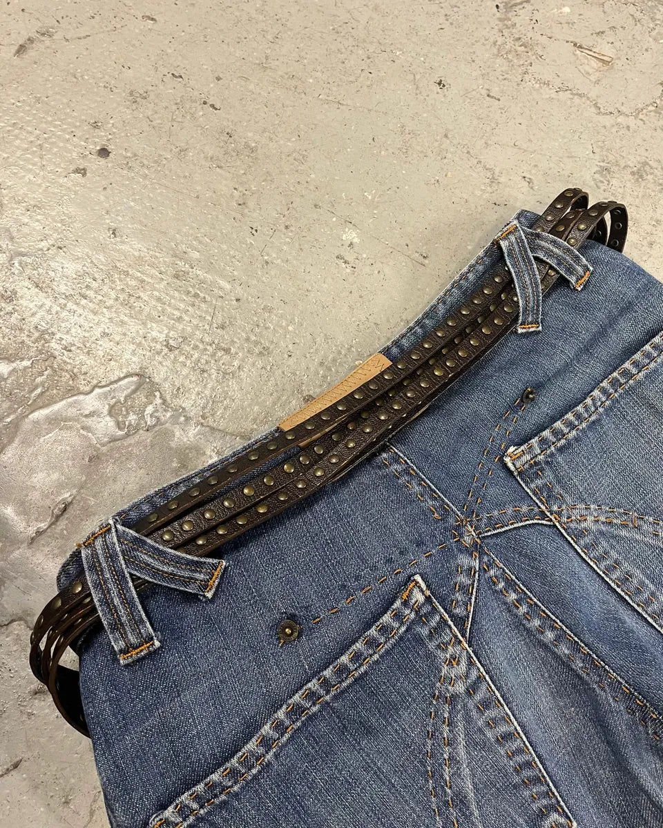 2000s Dolce & Gabbana Studded Brown Leather Belt rORMWRo 4