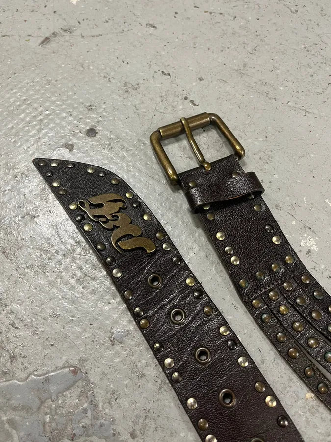 2000s Dolce & Gabbana Studded Brown Leather Belt rORMWRo 5