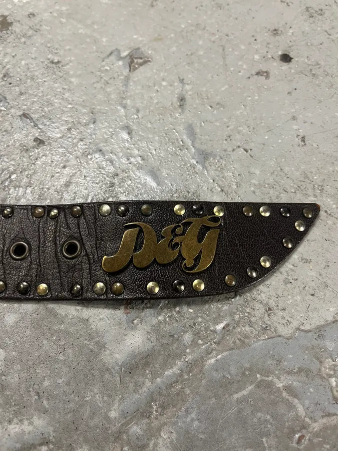 2000s Dolce & Gabbana Studded Brown Leather Belt rORMWRo 6