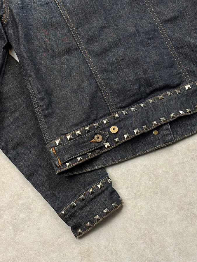 2000s Dolce & Gabbana Studded Embellished Faded Blue Denim Jacket UlpmHst 8