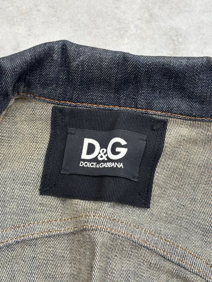 2000s Dolce & Gabbana Studded Embellished Faded Blue Denim Jacket UlpmHst 9