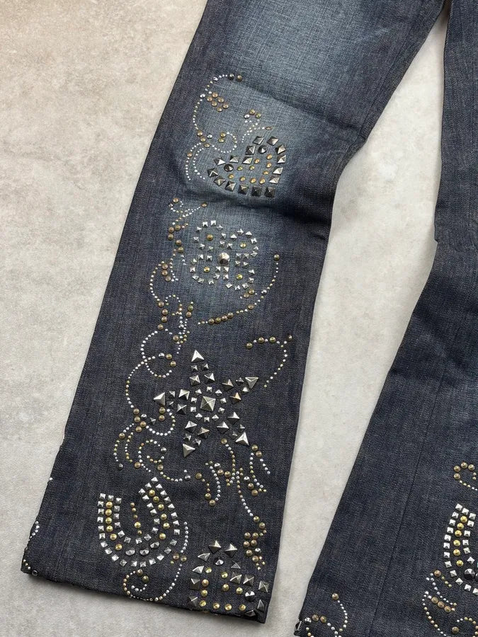 2000s Dolce & Gabbana Studded Embellished Faded Blue Denim Jeans vOdytkN 9