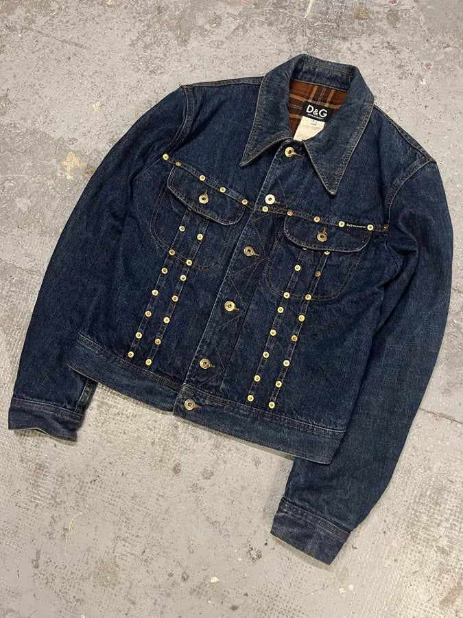 2000s Dolce & Gabbana Studded Faded Denim Jacket rqMxxFW 3
