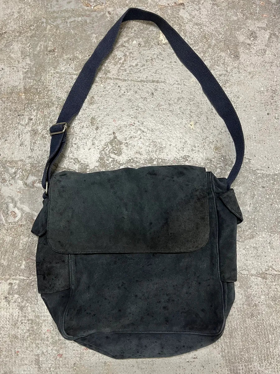 2000s Dolce & Gabbana Suede Eroded Navy Messenger Bag (OS) VBOHSmr 0