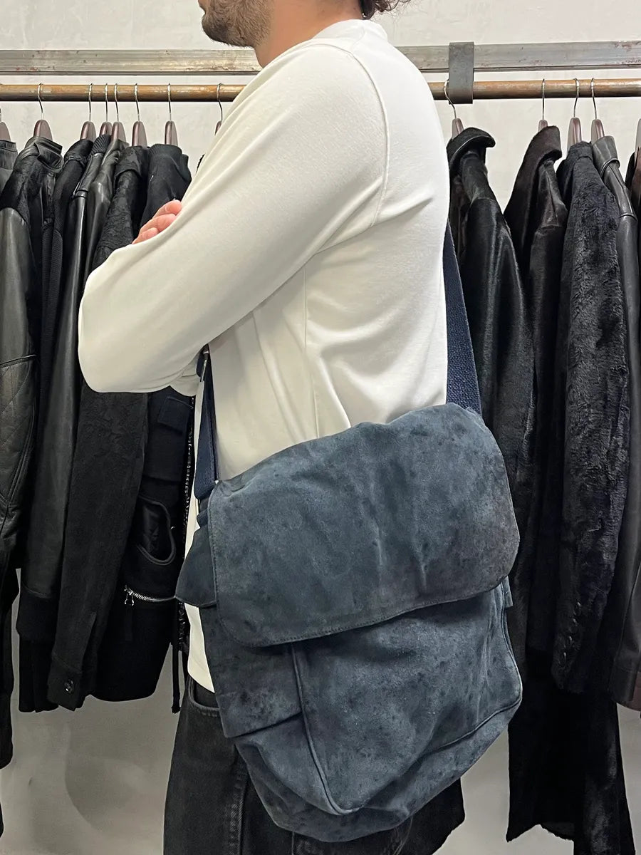 2000s Dolce & Gabbana Suede Eroded Navy Messenger Bag (OS) VBOHSmr 1
