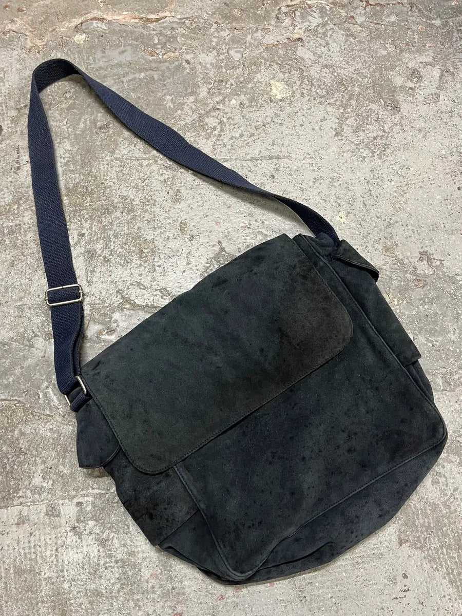 2000s Dolce & Gabbana Suede Eroded Navy Messenger Bag (OS) VBOHSmr 3
