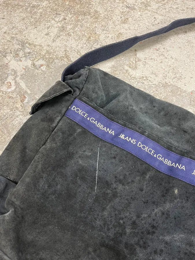 2000s Dolce & Gabbana Suede Eroded Navy Messenger Bag (OS) VBOHSmr 8