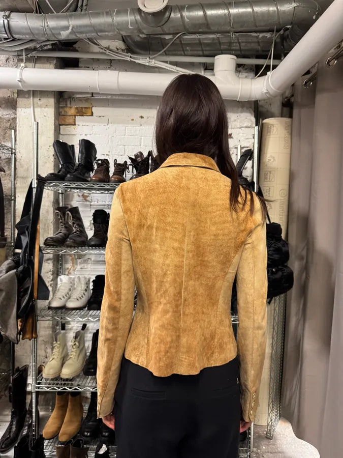 2000s Dolce & Gabbana Suede Raw Beige Leather Jacket (S) 1