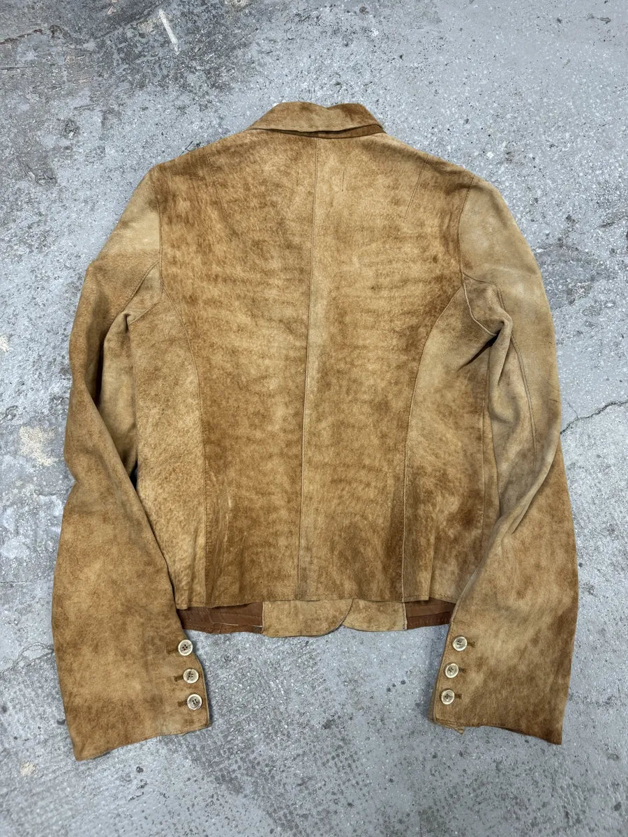 2000s Dolce & Gabbana Suede Raw Beige Leather Jacket (S) 3