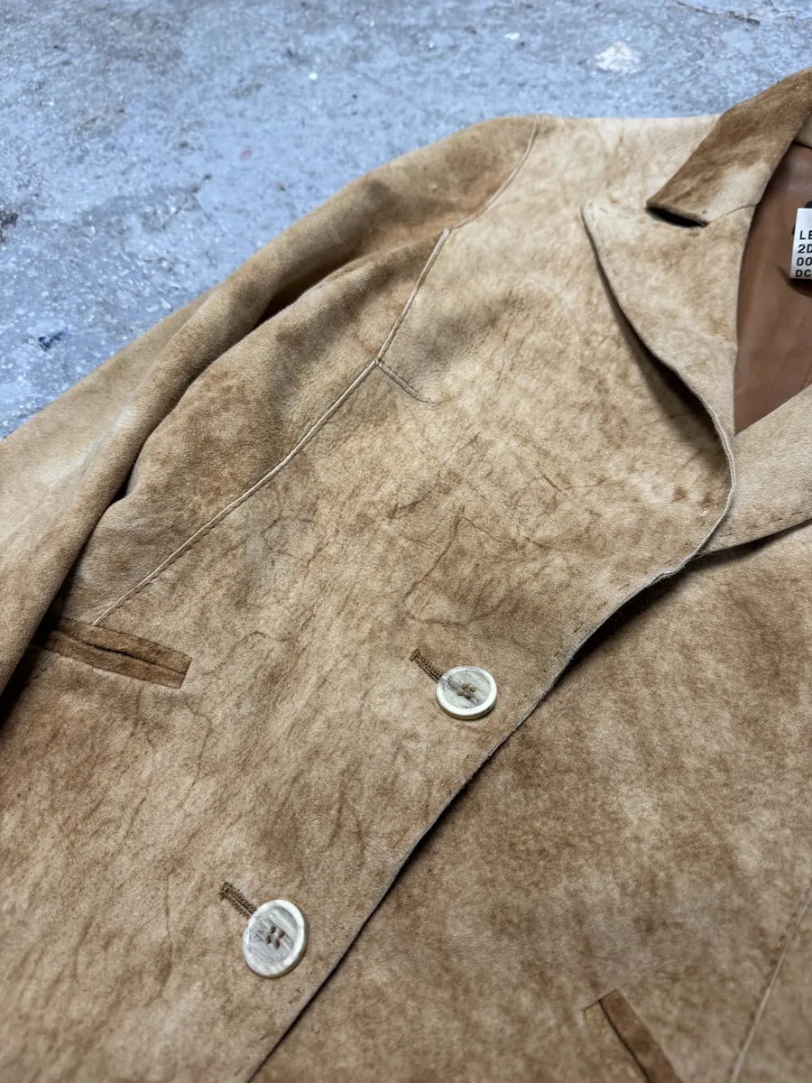 2000s Dolce & Gabbana Suede Raw Beige Leather Jacket (S) 5