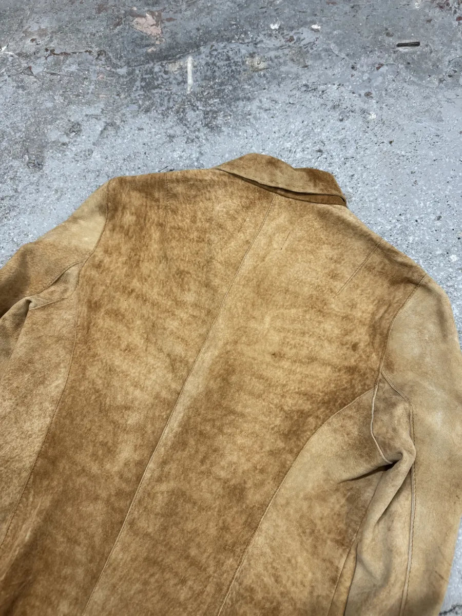 2000s Dolce & Gabbana Suede Raw Beige Leather Jacket (S) 6