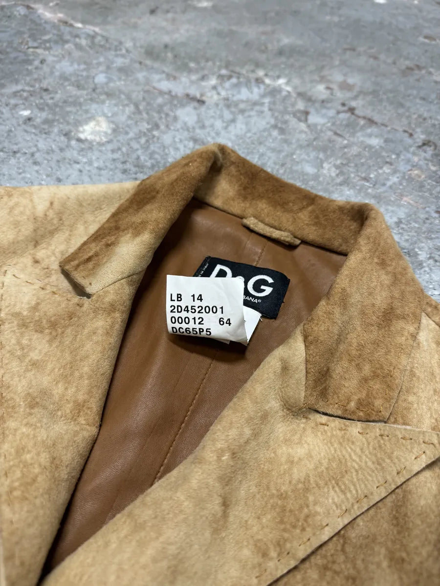2000s Dolce & Gabbana Suede Raw Beige Leather Jacket (S) 7