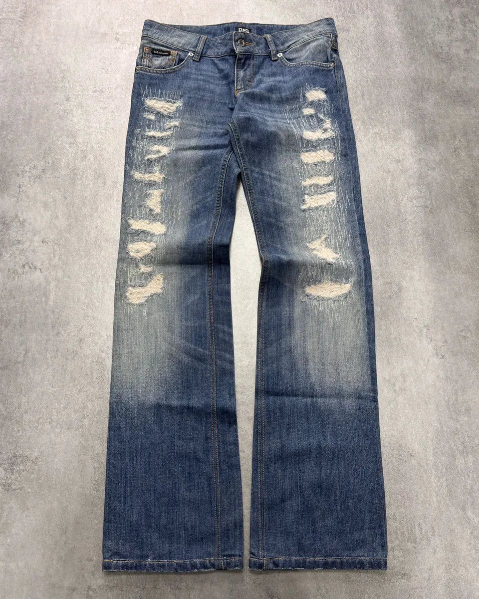 2000s Dolce & Gabbana Sun Faded Distressed Denim Jeans CGbJlYe 0