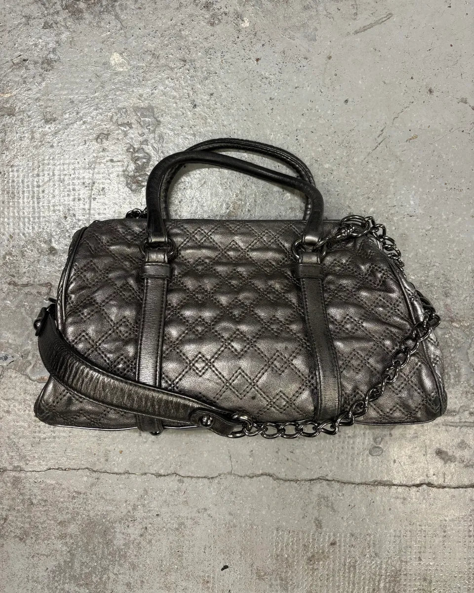 2000s Dolce & Gabbana Susanne Silver Grey Handle Leather Bag PLokKoi 0