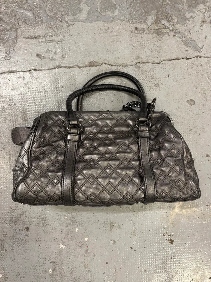 2000s Dolce & Gabbana Susanne Silver Grey Handle Leather Bag PLokKoi 2