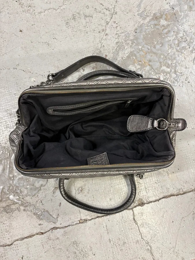 2000s Dolce & Gabbana Susanne Silver Grey Handle Leather Bag PLokKoi 5