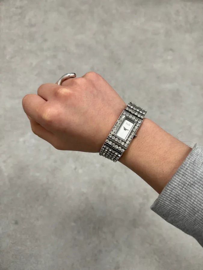 2000s Dolce & Gabbana Swaroski Grey Strass Watch dlkhmEe 0